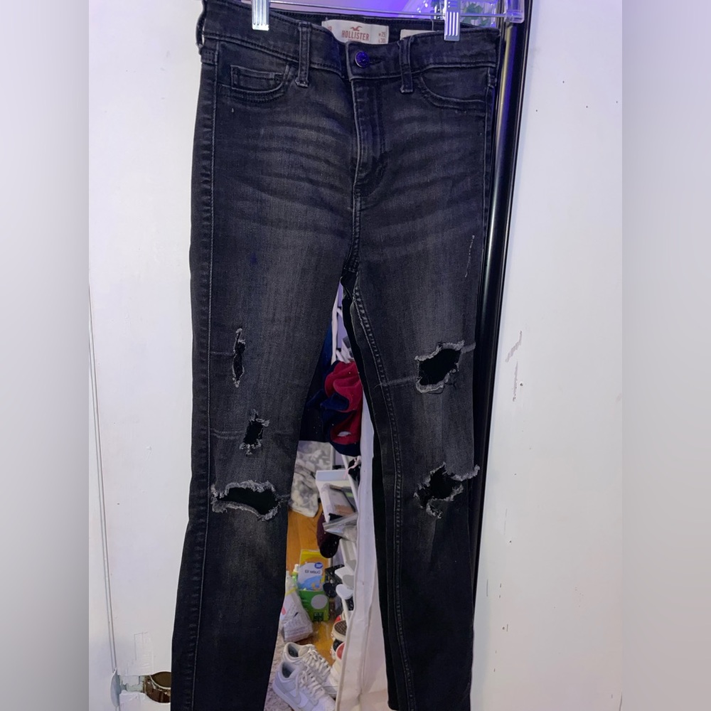 Hollister black skinny ripped jeans